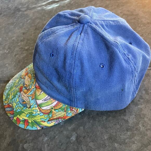 Vintage Dorfman Pacific Tropical Fish Snapback Hat Blue Green Aloha 80s 90s Dad - Picture 4 of 9